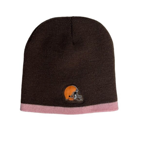 Cleveland Browns Winter Hat Beenie Womens OS Brown Pink - Picture 1 of 6